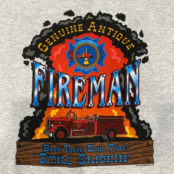 Vintage Genuine Antique Fireman Gray Unisex T-Shirt Size XL🚒LIKE NEW!🔥 - Picture 3 of 9